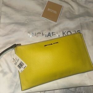 Nwt! Michael Kors bright yellow wristlet!